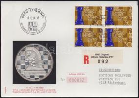 Switzerland 1968 "Chess Olympics" on circulated FDC Ag silver medal