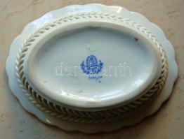 Herendi jelzéssel ellátott Apponyi-mintás áttört jubileumi porcelán tálka / Herend chinaware tray 14...