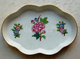 Herendi jelzéssel ellátott kézzel festett Viktória-mintás porcelán tálka / Herend chinaware tray 13,...