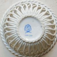 Herendi jelzéssel ellátott kézzel festett Viktória-mintás áttört porcelán tálka / Herend chinaware t...