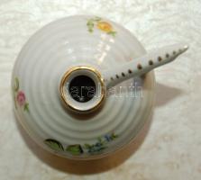 Herendi jelzéssel ellátott virágokkal díszített porcelán kis kulacs / Herend chinaware gourd 10 cm