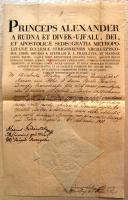 1822 Kinevezési okirat Jordánszky Elek, teológus, püspöké s Lipthay András püspök saját kezű aláírásával és püspöki szárazpecséttel / document with sigatures and dry seal