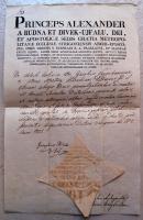 1822 Kinevezési okirat Bélik József püspök és Rudnyánszky József püspök saját kezű aláírásával és püspöki szárazpecséttel / document with bishop sigatures and dry seal