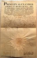 1825 Kinevezési okirat  Benyovszky János püspök és Rudnyánszky József püspök saját kezű aláírásával és püspöki szárazpecséttel / document with bishop sigatures and dry seal