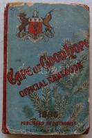 1886 Jóreménység-foka hivatalos kézikönyv: A Dél-Afrikai gyarmat angol kormányzat által kiadott évkönyve a terület teljes leírásával: gazdaság, ipar, turizmus, politika. számos kőnyomatos képpel, térképpel, ábrával (kötés kissé sérült és kb 5 lap is de hiánytalan) / Cape of Good Hope: Official handbook of South Africa published by the British goverment of the colony with the full description of the area: industry, politics, tourism, all illustrated with lithography pictures, maps, figures. (needs restauration, but no page missing)
