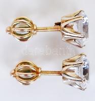 cca 1940 14K arany (Au) fülbevaló pár strófos záródással / 
A pair of 14ct gold earrings with screw ...
