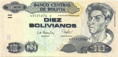 Bolívia 1982. 1000PB T:I- + 1986. 10B T:II