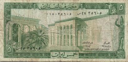 Libanon 1964-80. 1L (4x) 3különféle évszámmal T:III + 1967.5L T:III + 1986. 5L T:I + 1983. 25L T:I