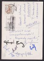 1967 Bergendy Együttes tagjainak aláírása képeslapon