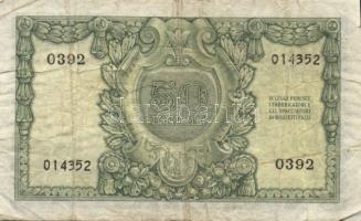 Vegyes külföldi bankjegy tétel: Olaszország 1951. 50L T:III + Románia 1915. 1L T:III /német megszáll...