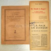 3 Trianonnal foglalkozó kiadvány a tárgyalódelegáció tagjaitól: Apponyi Albert emlékiratai, Ajtay József, és Honti Ferenc kiadványai. Mind francia nyelven a nemzetközi közvéleménynek