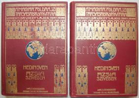 Magyar Földrajzi Társaság könyvtára:Hedin Sven: Ázsia szívében I.-II. kötet aranyozott kiadói egészvászon kötésben, Lampel és Wodianer, Bp. szép állpotban