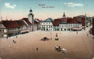 Rybnik Town hall square with the shops of Hermann Sladky and Willy Rahmer