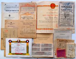 Numizmatikával kapcsolatos vegyes tétel részvényekkel, irodalommal, banki és pénztári iratokkal magyar illetve külföldi darabokkal T:vegyes