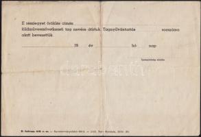 1957. Jánoshalma Földművesszövetkezeti névreszóló 50Ft-os részjegy