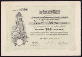 1899. "Szabadkai Gazdák és Iparosok Hitelintézete" részvény 100K-ról
