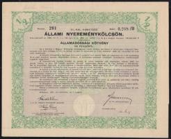 1939. Állami nyereménykölcsön államadóssági kötvénye 100P-ről