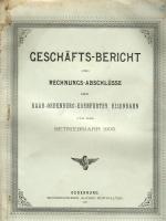 1906 A Győr Sopron Ebenfurti vasút üzleti jelentése és zárszámadása; Romwalter Alfréd Műintézete német nyelven / Geschäfts-bericht und Rechnungs-Abschlüsse der Raab-Oedenburg-Ebenfurter Eisenbahn; Buchdrückerei Alfred Romwalter Oedenburg auf Deutsch