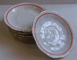Zsolnay jelzéssel ellátott 6 darabos aranyozott szélű porcelán kistányér készlet / Zsolnay chinaware plate set