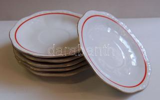 Zsolnay jelzéssel ellátott 6 darabos aranyozott szélű porcelán kistányér készlet / Zsolnay chinaware...