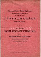 1914 A Városszalónaki Takarékpénztár Rt. zárszámadása; Reisz Frigyer nyomdája Felsőőr / Schluss-Rechnung der Városszalónaker Sparkassa AG.; Reisz Frigyes Druckerei Felsőőr