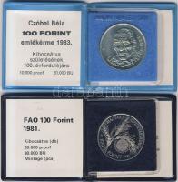 1981. 100Ft "FAO" + 1983. 100Ft "Czóbel Béla" T:BU Eredeti tokban, tanúsítvánnyal!