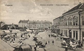 Fogaras Franz Joseph square with Hotel Merkur and Hotel Haner