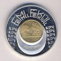 1991. ÁPV "EMLÉKÜL" Ag érem kicsinyített 1990. 500Ft "Mátyás Király" érmével T:PP