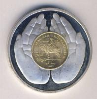 1991. ÁPV "EMLÉKÜL" Ag érem kicsinyített 1990. 500Ft "Mátyás Király" érmével T:P...