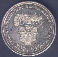 1989. "Bush elnök látogatása" fehérfém érme T:PP