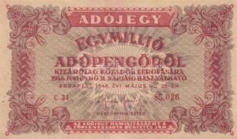 1946. 500.000AP (2x) + 1.000.000AP (2x) +  10.000.000AP közte anyag, szín, vízjel eltérések! T:I-,II...