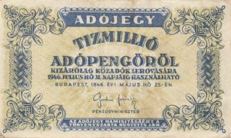 1946. 500.000AP (2x) + 1.000.000AP (2x) +  10.000.000AP közte anyag, szín, vízjel eltérések! T:I-,II...