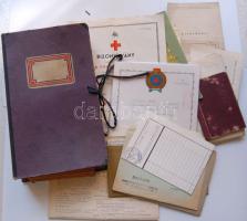 Kis okmány tétel: tagsági igazolványok, bizonyítványok, keresztlevelek + régi harmonikás iratrendező
