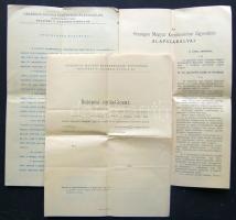 1903 Országos Magyar Kereskedelmi Egyesülés belépési felhívás Sándor Pál országgyűlési képviselő, az egyesülés későbbi vezérigazgatója eredeti aláírásával + alapszabály + 3 kitöltetlen belépési nyilatkozat
