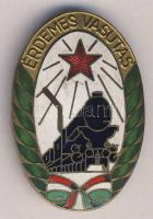 "Érdemes vasutas" zománcozott jelvény, egyik csat letört T:3+