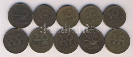 1946-1950. 10db klf fillér, közte 1948. 20f, 1950. 10f + 20f T:vegyes