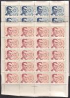 Tízéves a Nemzetközi Békemozgalom levélzáró 1Ft és 5Ft, 5-5 db 20 bélyeget tartalmazó ívben