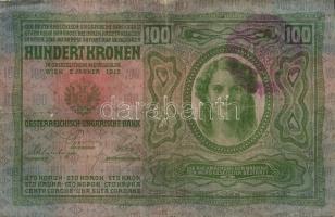 1912. 100K "Magyarország" piros körbélyegzővel (4x) T:III,IV