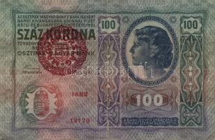 1912. 100K "Magyarország" piros körbélyegzővel (4x) T:III,IV