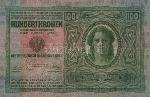 1912. 100K "Magyarország" piros körbélyegzővel (4x) T:III,IV