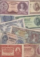 91db magyar bankjegy tétel pengőkkel, koronákkal, szép darabokkal T:vegyes