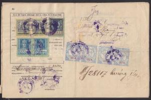 6 db marhalevél a 20-as évekből Karcag városi okmánybélyegekkel