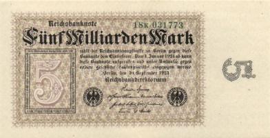 Németország/Weimari Köztársaság 1923. 5000.000.000M (2x) 2 különféle változat T:I,II+