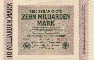 Németország/Weimari Köztársaság 1923. 10.000.000.000M vízjel:G/D T:II- (kis papírszakadás)