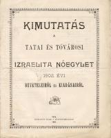 1903 Kimutatás a tatai és tóvárosi Izraelita Nőegylet bevételeiről és kiadásairól; Nobel A. könyvnyomdája / Nachweis über die Einnahmen und Ausgaben der Isr. Frauenverein von Tata und Tóváros; Druckerei von A. Nobel