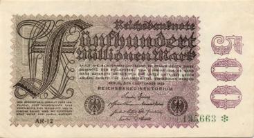 Németország/Weimari Köztársaság 1923. 500.000.000M (3x) két különböző vízjellel T:II,II-