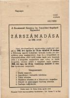 1943 A Kecskeméti Szegény Izr. Tanulókat Segélyező Egyesület zárszámadása; Petőfi nyomda Kecskemét / Schlussrechnung des Hilfs-Vereins für Arme Isr. Schüler in Kecskemét ; Petőfi Druckerei