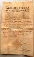 1800!! Georgius Kurbély Pristina Csanády érseki kinevezése fehér nagy pecséttel