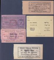 Miskolczi Orth. Izr. Hitközség 5db klf vágatási bárcája és értékjegye T:I,I-