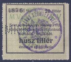 Miskolc 1916. 20f "MISKOLCZ" perforációval, lepecsételéssel T:I
